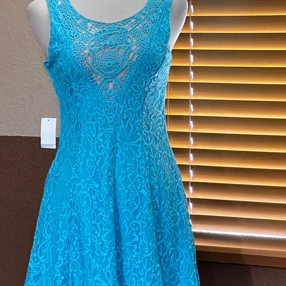 Jodi Kristopher Blue Aqua Lace Dress - Picture 5 of 7